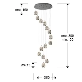 Люстра Rocio LED 14L DIM хром 50X170 CM