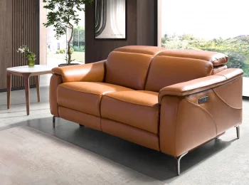 Диван двухместный с реклайнером из коричневой кожи 154X108X101 CM