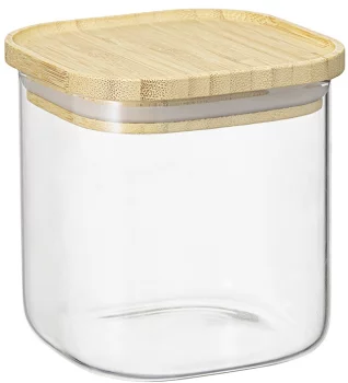 Банка для хранения квадратная Glass Bamboo 10X10X11 CM