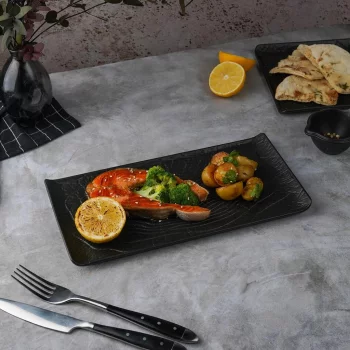 Платформа для подачи Black Raw Wood 30X15 CM