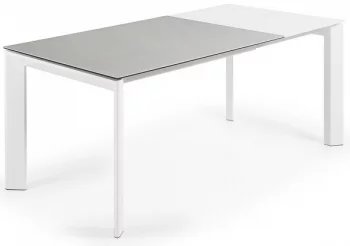 Раскладной стол Atta 120-180X80X76 CM светло серый на белом каркасе