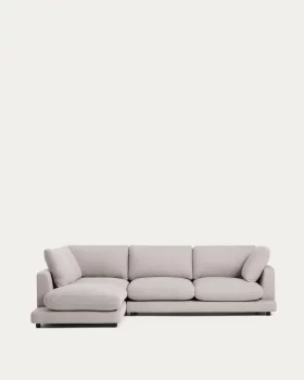 Четырёхместный серый диван из микробукле с шезлонгом слева Gala 300X193X87 CM