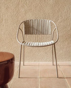 Уличный стул Atrani из оцинкованной стали и верёвки тауп 58.5X59X79 CM