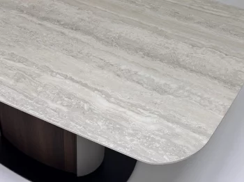 Раскладной обеденный стол DAGFINN IVORY TRAVERTINE SOLID CERAMIC 160X100X76 CM