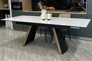 Раскладной стол РАНДЕВУ 160 Белый мрамор матовый 160X90X76 CM