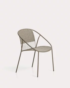 Уличный стул Atrani из оцинкованной стали и верёвки тауп 58.5X59X79 CM