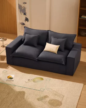 Диван Anarela на 2 места из льна и вискозы с чехлом Dark Grey 220 CM