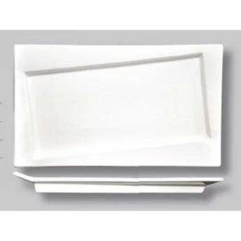 Блюдо прямоугольное 25*14,5 см со смещенным дном Asymmetry белое фарфор P.L. Proff Cuisine [4]