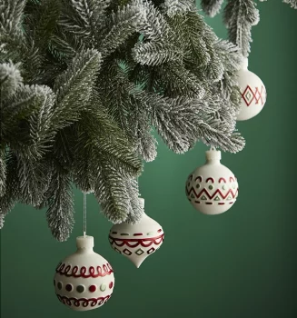 Набор из четырёх ёлочных украшений с подсветкой Festive Embroidey 8 CM