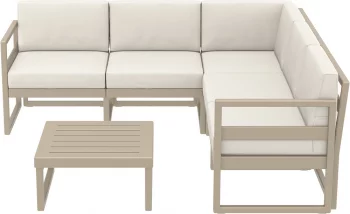 Диван со столиком для улицы Mykonos 200X200X75 / 65X65X33 CM бежевого цвета