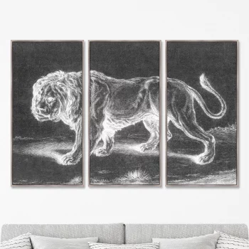 Репродукци из 3-х частей Lion 52X105 / 52X105 / 52X105 CM