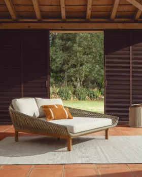 Двойной шезлонг Olbia из синтетического ротанга и массива тика FSC 100% 165X156X76 CM