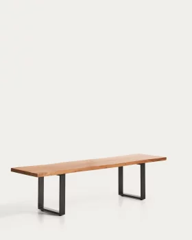 Скамья из массива акации с чёрными стальными ножками Uxue 180X45 CM