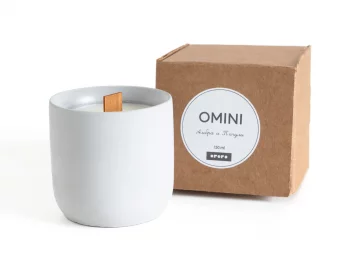 Аромасвеча Omini в сером бетонном стакане Амбра и пачули 8.5X9X7.5 CM