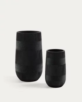 Набор из 2 чёрных кашпо Tival с эффектом цемента 45 CM / 32 CM