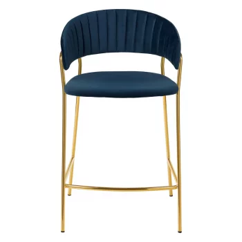 Комплект из 2 полубарных стульев Turin, синих, с золотыми ножками 52X52X92X65 CM