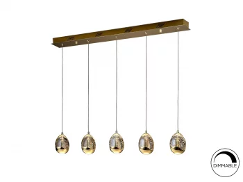 Подвесной светодиодный светильник Rocio LED 5L золотой 96X9X95 CM