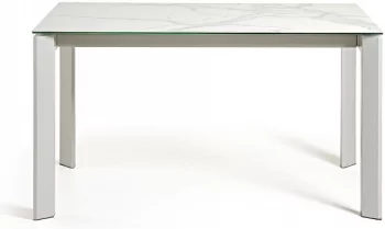 Раздвижной стол Atta 160-220X90X76 белые ножки белая керамическая столешница