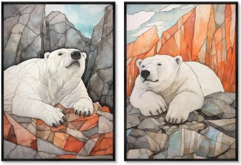 Набор из двух постеров на холсте Polar bears 75X105 / 75X105 CM