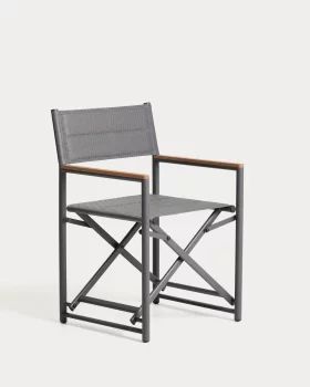 Складной уличный стул Tisno из графитового алюминия и серого текстилена 56.5X56X86.5 CM