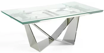 Стильный раскладной стеклянный стол Rect 160-220X90X75