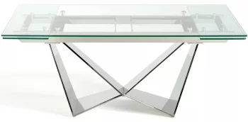 Стильный раскладной стеклянный стол Rect 160-220X90X75