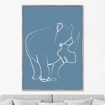 Репродукция на холсте Rhino on blue 75X105 CM