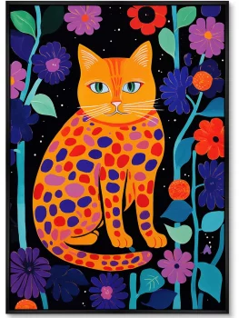Постер на холсте Kitties in flowers 75X105 CM