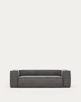 Трёхместный диван Blok в сером цвете, вельвет с широким рубчиком 240X100X69 CM