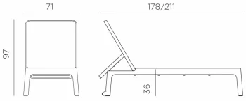 Шезлонг-лежак пластиковый Plano 71X211X36 CM