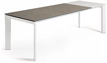 Раздвижной стол Atta 160-220X90X76 белые ножки коричневая керамическая столешница