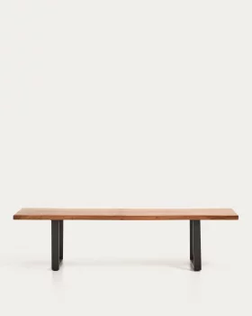 Скамья из массива акации с чёрными стальными ножками Uxue 180X45 CM