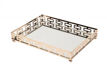 Декоративный поднос с зеркальным основанием, золотой 40X30X5 CM