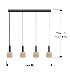 Линейный подвесной светильник Sincro 4L черный/золотой 69X10X22 CM