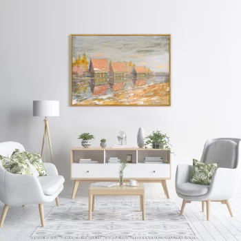 Постер на холсте Dachas On The River Bank 105X75 CM