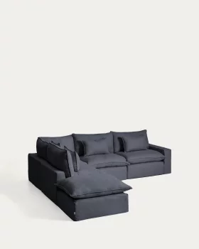 Модульный угловой диван Anarela, тёмно-серый, 6-местный, с чехлом 307X347 CM