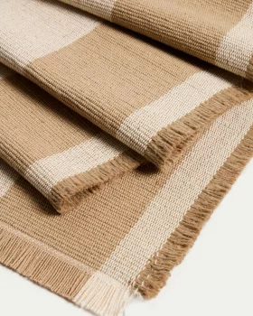 Бежевый полосатый хлопково-джутовый дорожка для стола Daltan 50X150 CM