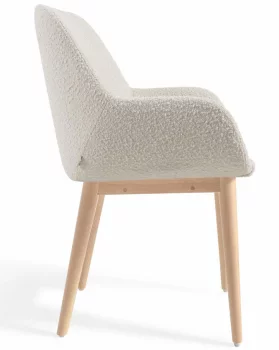 Стул с подлокотниками Konna 59X52X83 CM из белой ткани букле
