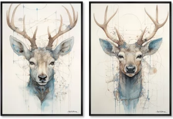 Набор из двух постеров на холсте Enchanted Deer 75X105 / 75X105 CM