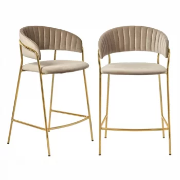 Комплект из 2 полубарных стульев Turin латте с золотыми ножками 52X52X92 CM