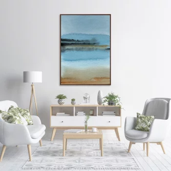 Постер Sandy lakeshore in the morning mist 75X105 CM