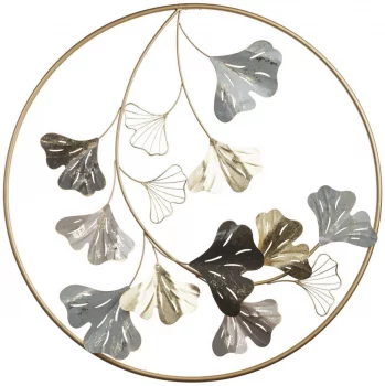 Панно с коваными из стали листьями Leaves Ø79 CM