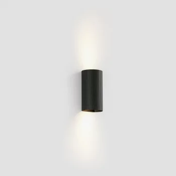 Настенный светильник круглый черный с рифлением 2xGU10 6.5X8X15.5 CM