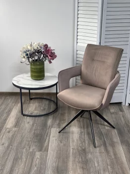 Поворотный стул KINNET MOHAIR-440 / CASTEL-20 шоколадный, ткань / темно-серый каркас 62X63X91 CM