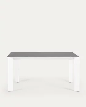 Обеденный раздвижной стол Axis из фарфора в отделке Volcano Rock с белыми ножками 160X90X76 CM