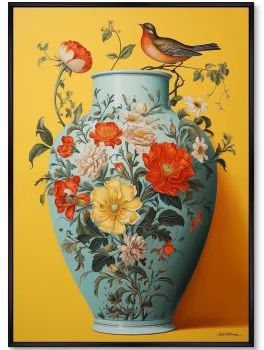 Постер на холсте China porcelain vase with bird 75X105 CM