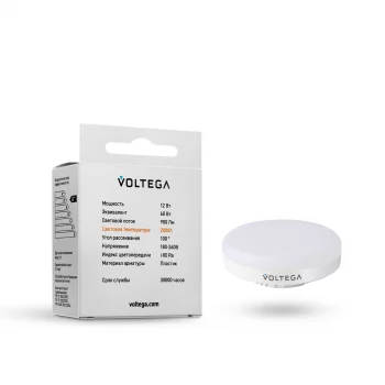 Светодиодная лампа Voltega Simple GX53 таблетка 12Вт 2800K