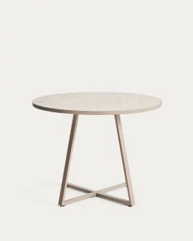 Круглый стол Tella из оцинкованной стали с бежевой плиткой 120X120X75 CM