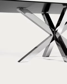 Стол Argo с чёрной стеклянной столешницей и стальными ножками 200X100 CM