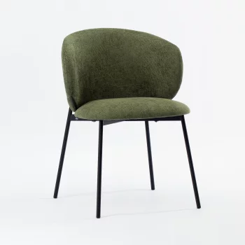Стул Шамбери зеленая ткань ножки металл черный 59X60X80 CM